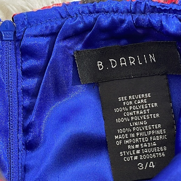 B.DARLIN Floral Print Blue Strapless Fit & Flare Dress Size 3/4 NEW - Picture 9 of 11